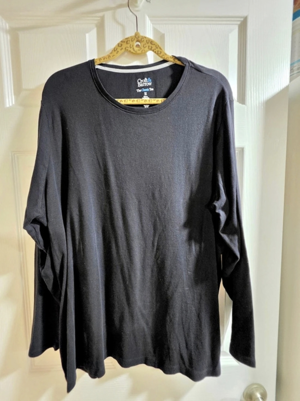 Croft & Barrow The Classic Tee Long Sleeve Tee in Black Size 3X